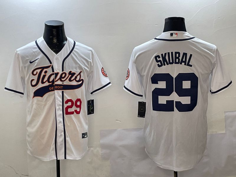Men Detroit Tigers #29 Skubal White Joint Name 2025 Nike MLB Jersey style 3->detroit tigers->MLB Jersey